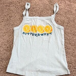Pretty Rebellious White Tank Top with Lemon Design